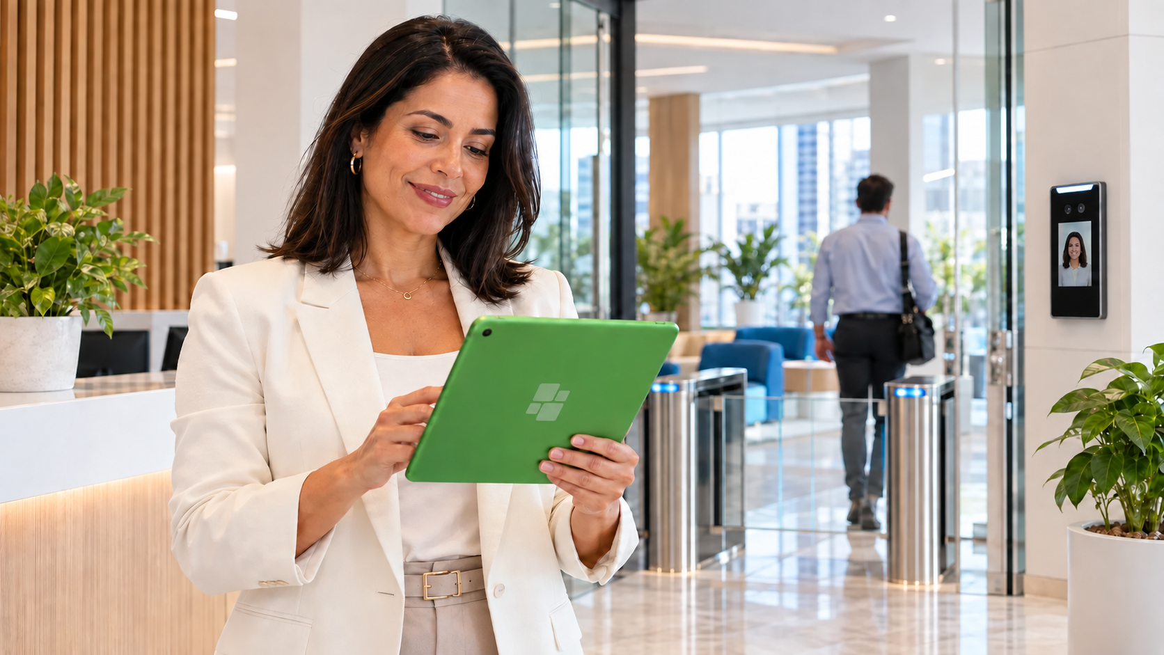 Profissional registrando sua jornada em um ambiente de trabalho